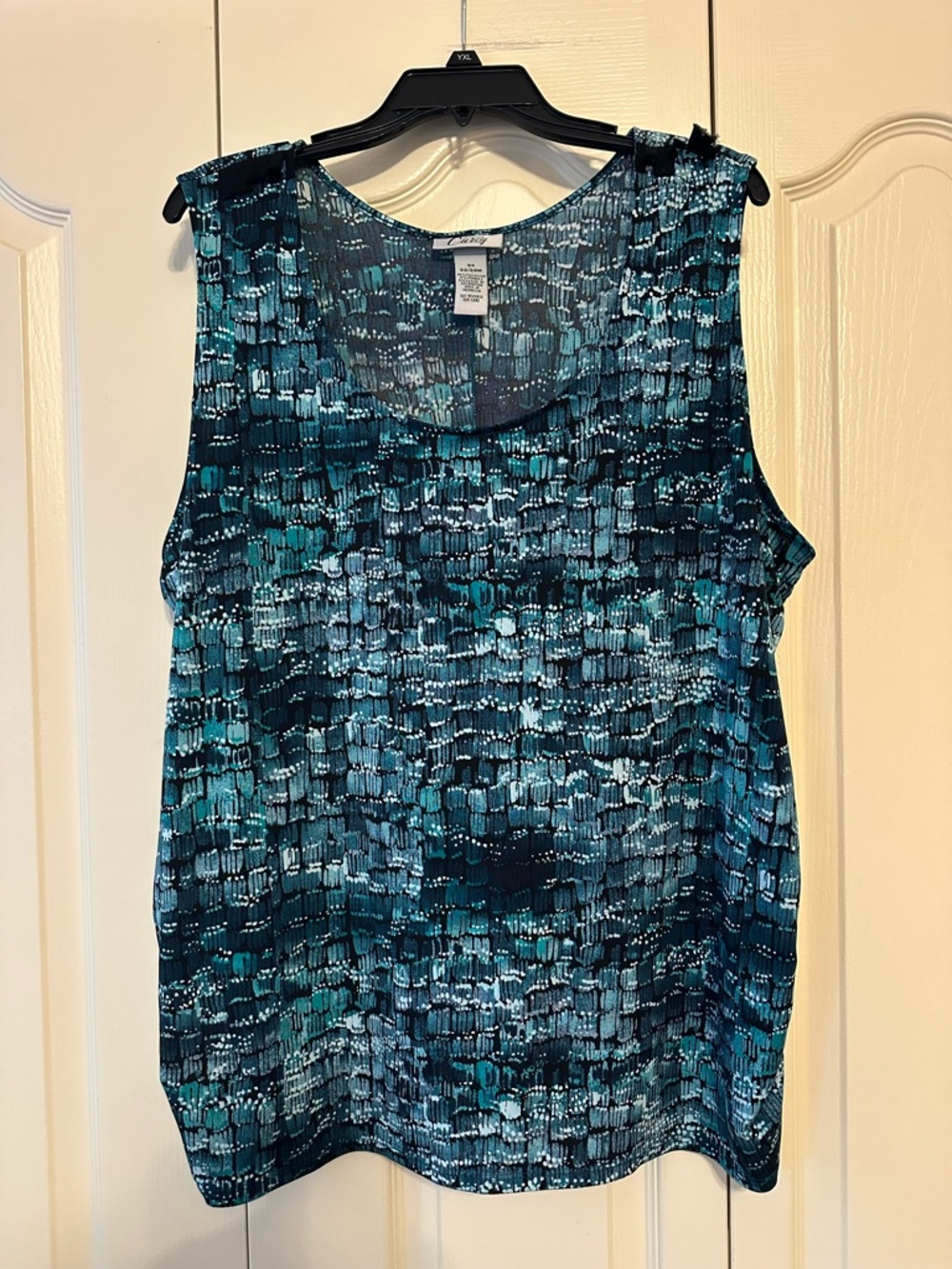 Catherines Curvy Women’s Teal Patterned Sleeveless Tank 2X